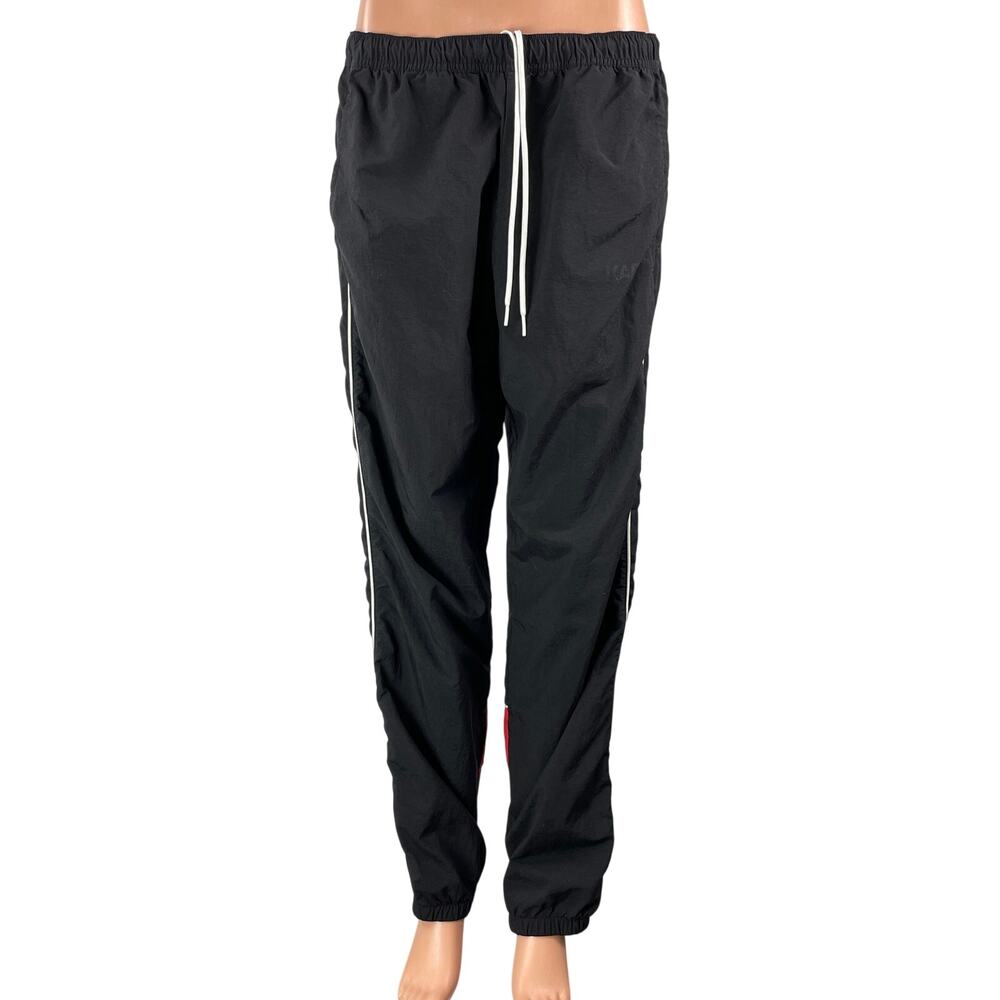 Karl Legarfeld Women's Black Side Stripes Drawstring Athletic Track Pants Size L